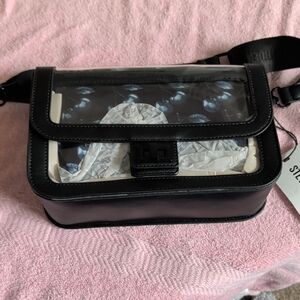 Steve Madden Black Clear-Panel Crossbody Shoulder Bag